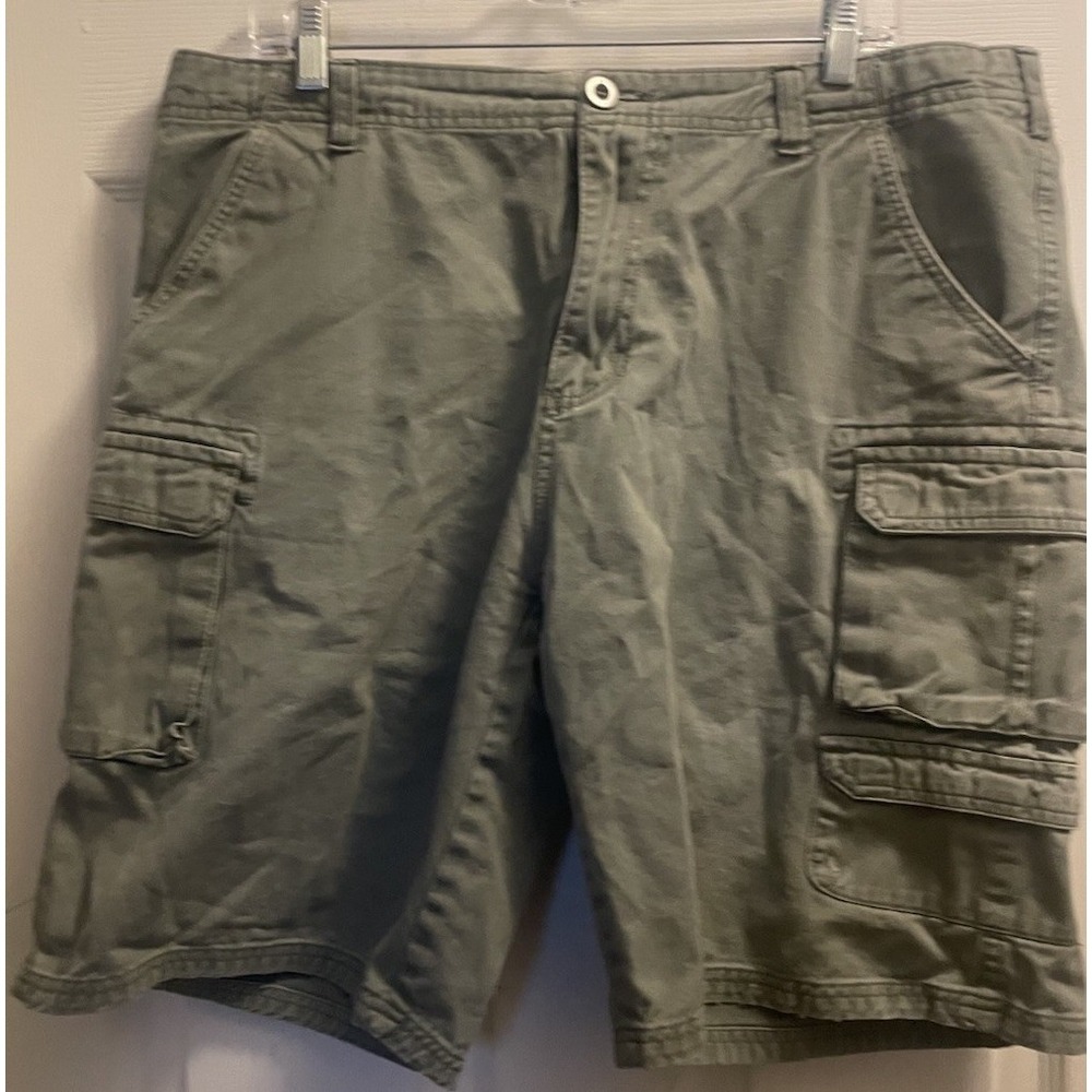 Stanley Cargo Shorts Mens Green Work Wear Utility Hiking Outdoor Size 36